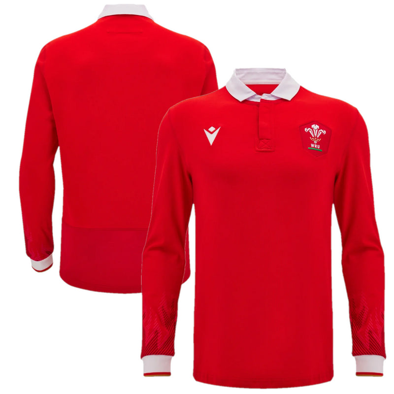 Wales Rugby Men's Shirt Home Macron Long Sleeve Jersey