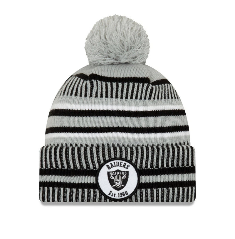 Las Vegas Raiders Beanie Adult New Era Grey Sideline Hat
