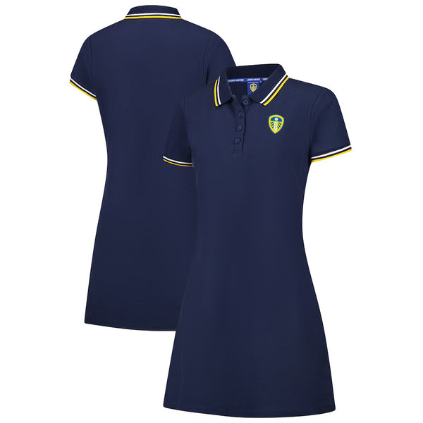 Leeds United Polo Shirt Dress Women's Football LUFC Navy Top