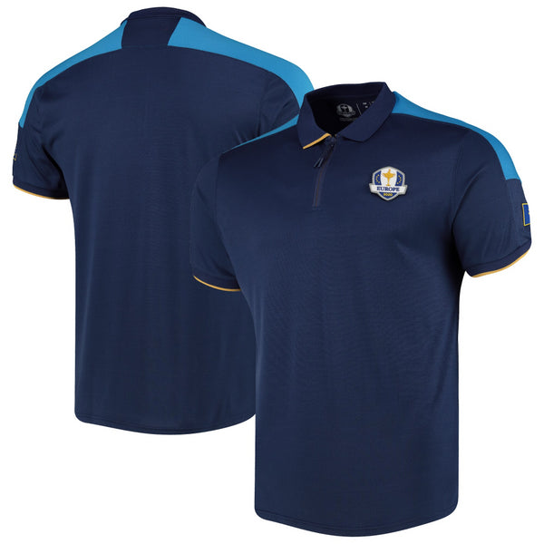 Ryder Cup Men's Polo Golf Navy Fanwear Iconic Zip Polo Shirt