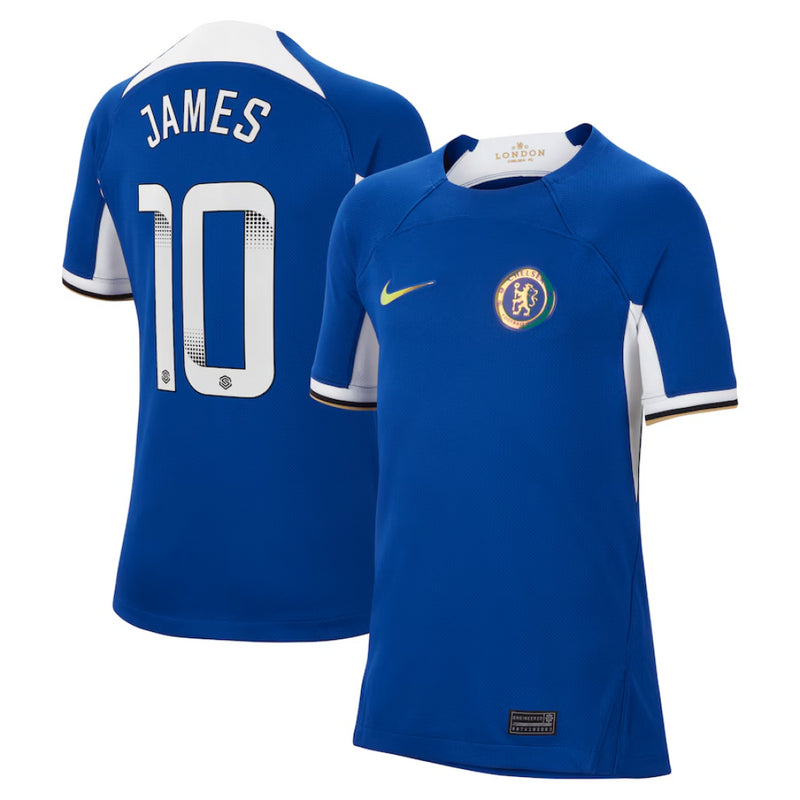 Chelsea Nike Football Shirt Kid's Home WSL Top - James 10