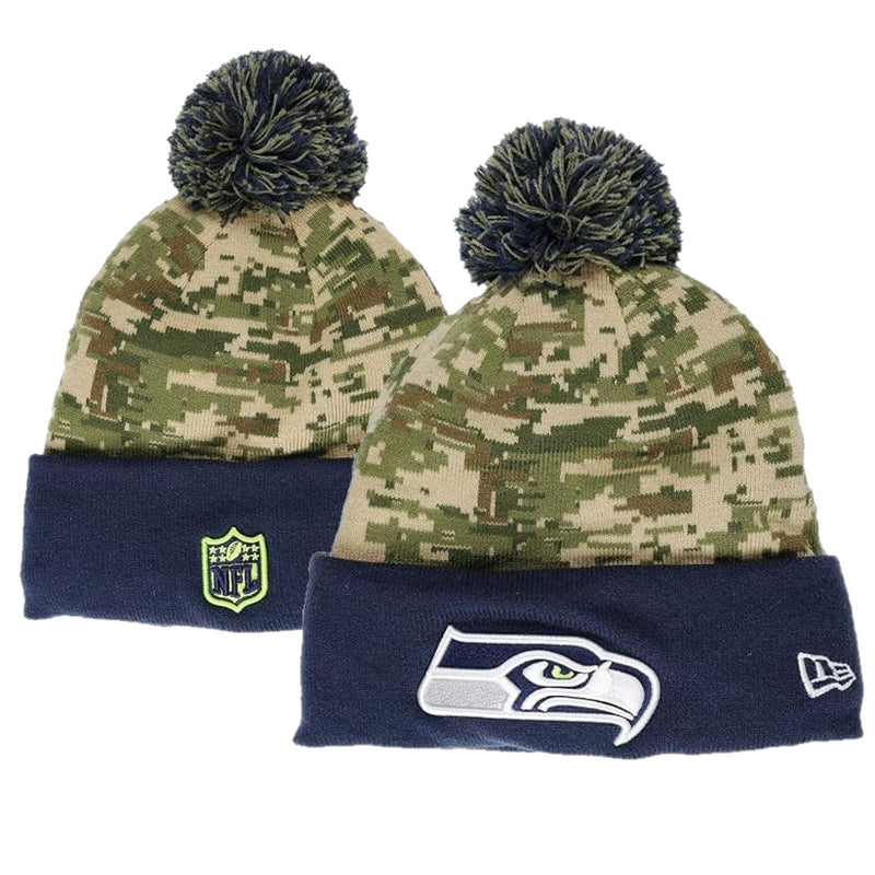 Seattle Seahawks Beanie New Era NFL Camo Knit Bobble Hat
