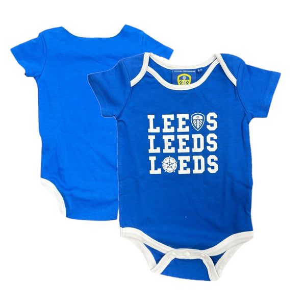 Leeds United Babygrow Football White/Blue Sleepsuit
