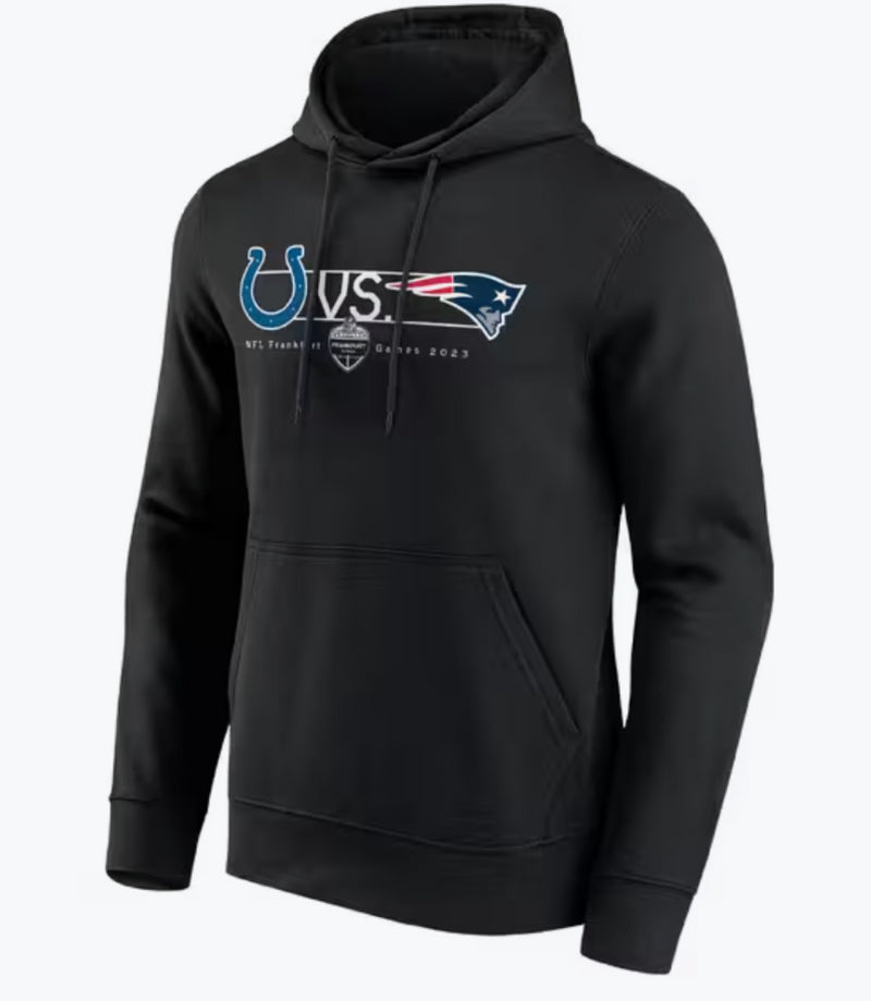 Colts Vs Patriots Men's Hoodie NFL Match Up Black Hoodie