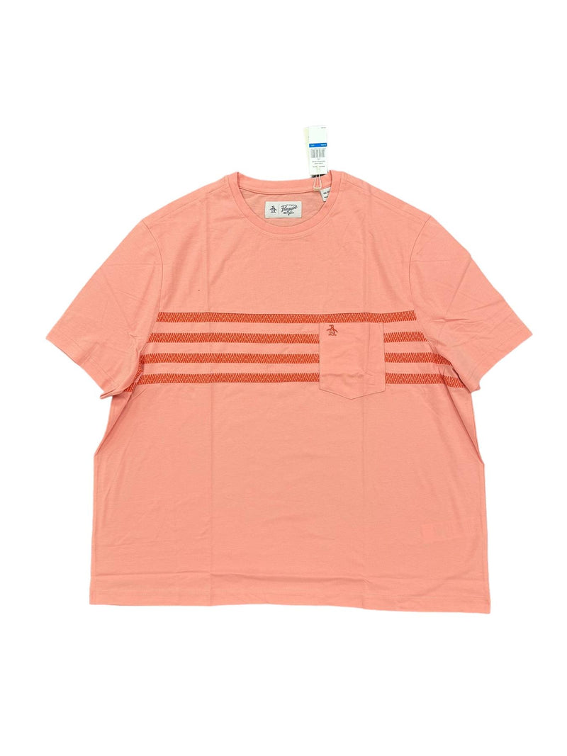 Original Penguin T-Shirt Men's Coral Almond Stripe T-Shirt