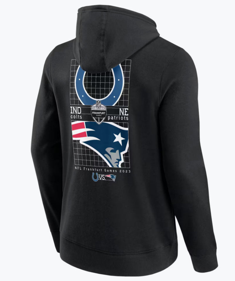 Colts Vs Patriots Men's Hoodie NFL Match Up Black Hoodie