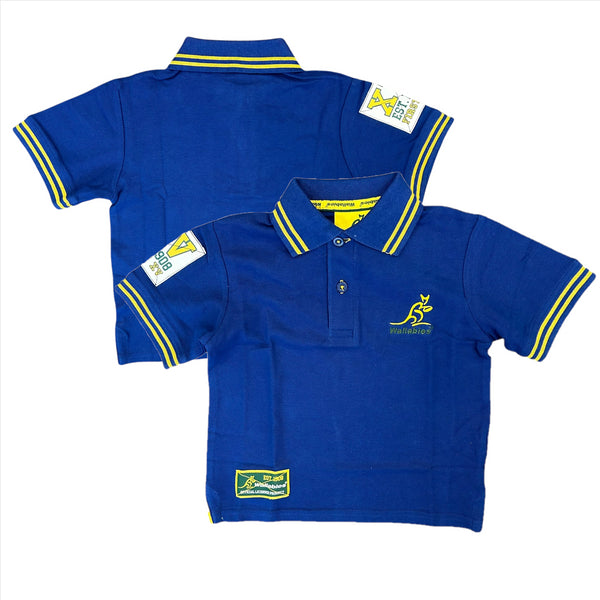 Wallabies Rugby Kid's Polo Blue Short Sleeve Polo Shirt Top