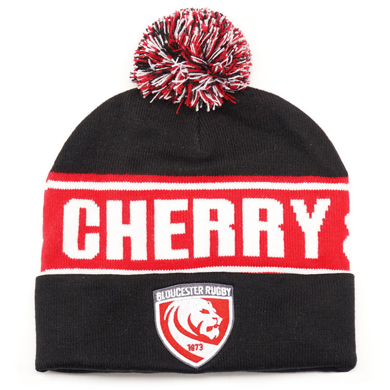 Gloucester Rugby Adult Beanie Oxen C&W Wrap Bobble Hat