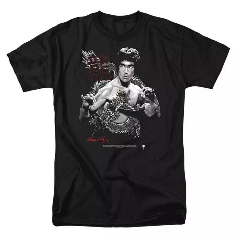 Bruce Lee Men's T-Shirt Dragon Black Top