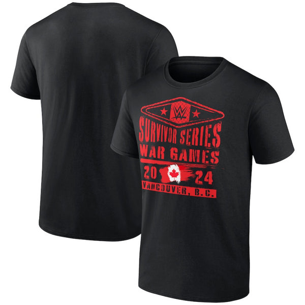 Survivor Series WWE T-Shirt Men's Black 2024 Red Stencil Top