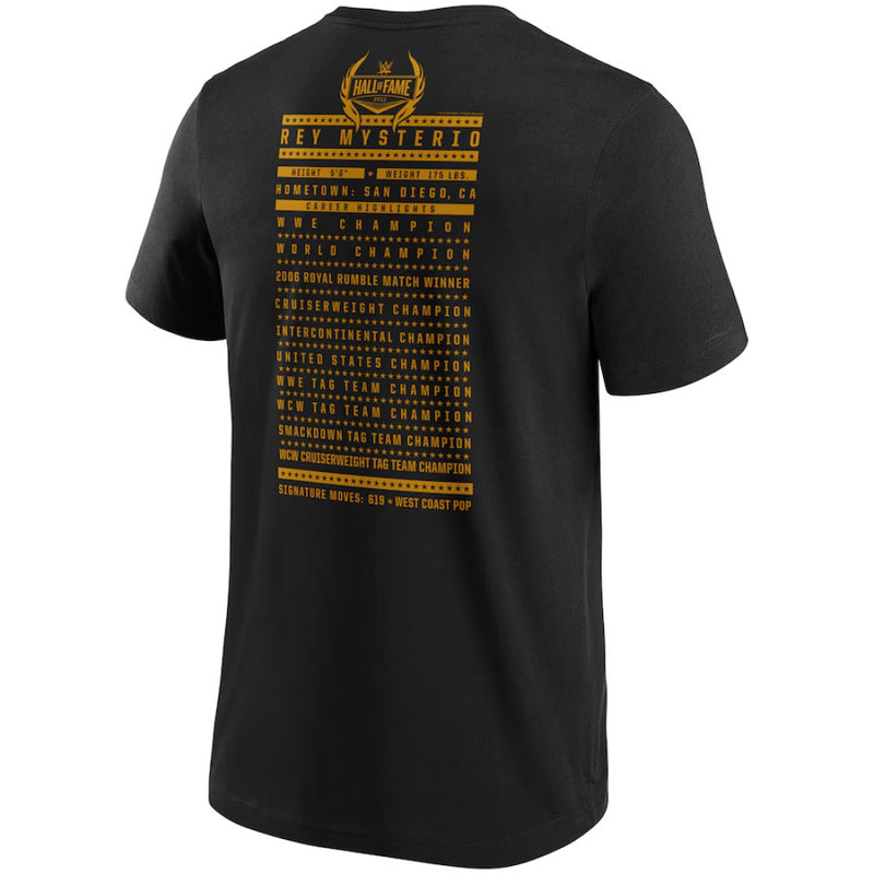 Rey Mysterio WWE T-Shirt Men's Black Hall Of Fame 2023 Top
