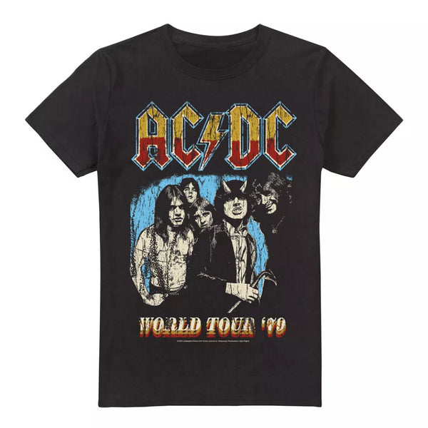 AC/DC Men's Black T-Shirt World Tour '79 Top