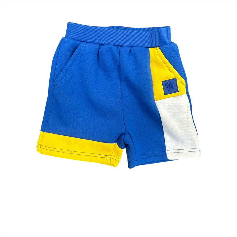 Leeds United Men's Shorts Football Panelled Blue/White Shorts