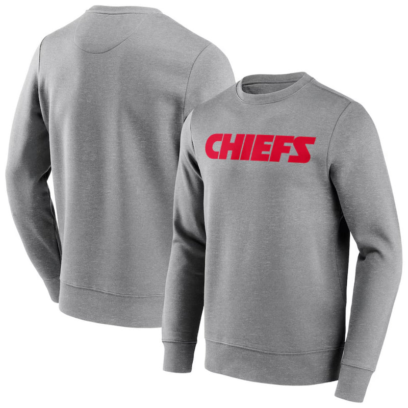 Kansas City Chiefs Sweatshirt Men's NFL Wordmark Grey Top