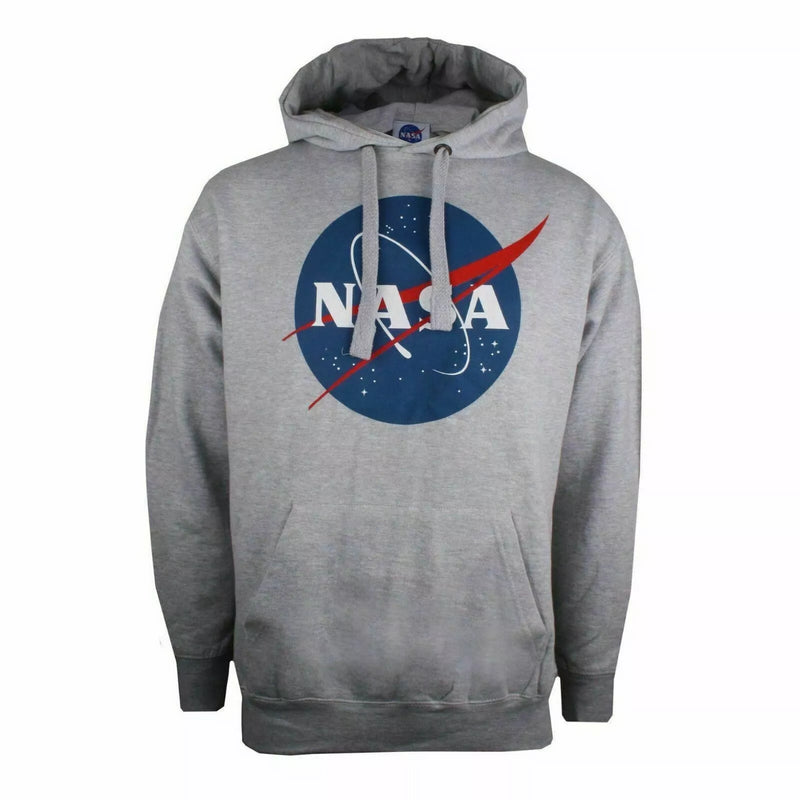 NASA Men's Grey Marl Hoodie Circle Logo Top