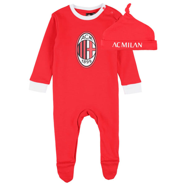 Paris Saint Germain Set Red Crest Sleepsuit & Hat Set