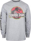 Jurrassic Park Grey T-Shirt Logo Men's LS Top