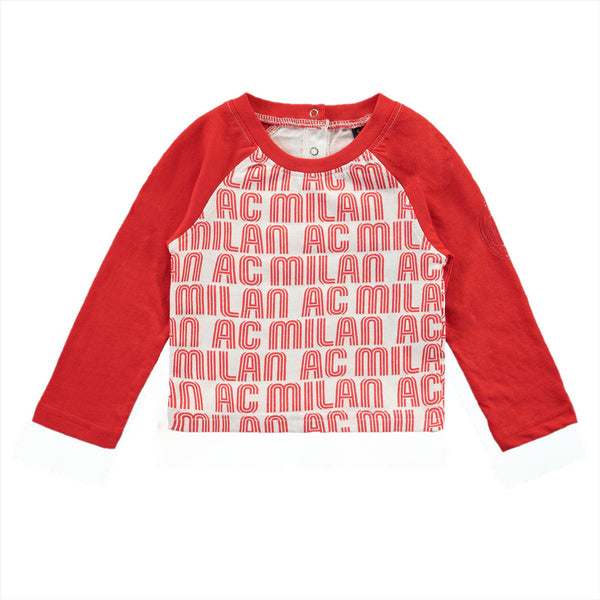 AC Milan Football T-Shirt Kid's Wordmark All Over Print Top