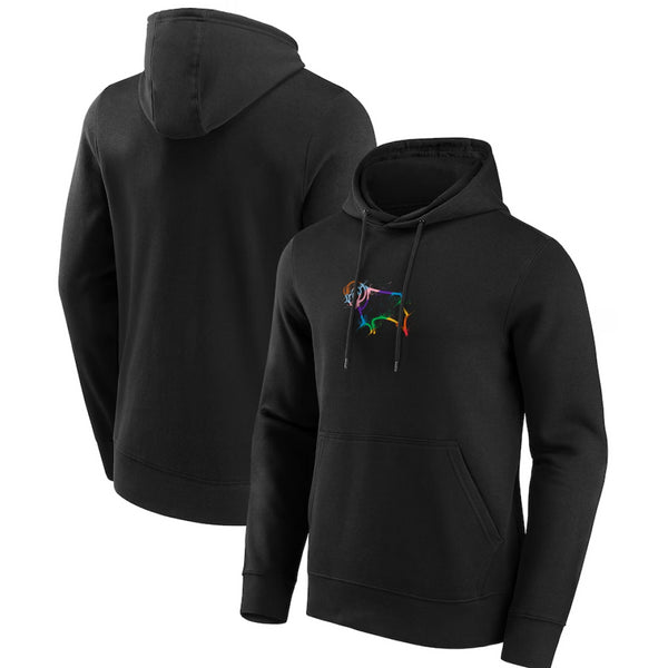 Derby County Men's Graphic Hoodie Football Khaki Splatter Logo Top