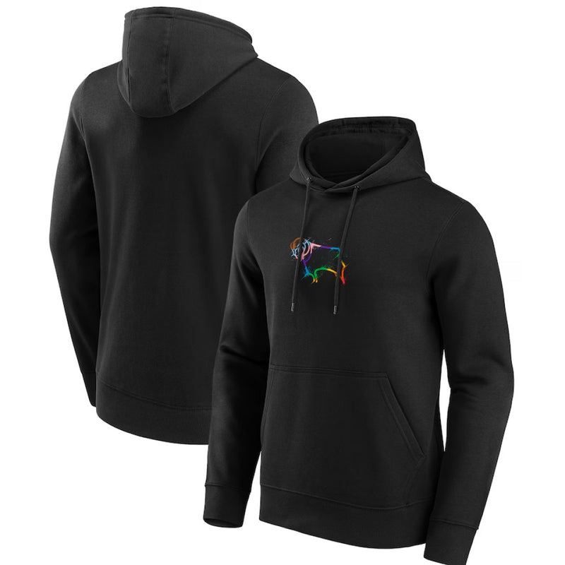 Derby County Men's Graphic Hoodie Football Khaki Splatter Logo Top