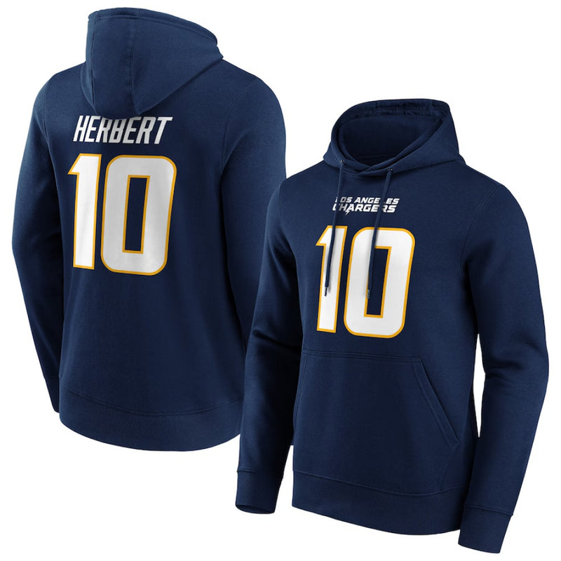 Los Angeles Chargers Hoodie Men's NFL Justin Herbert 10 Navy Hoodie