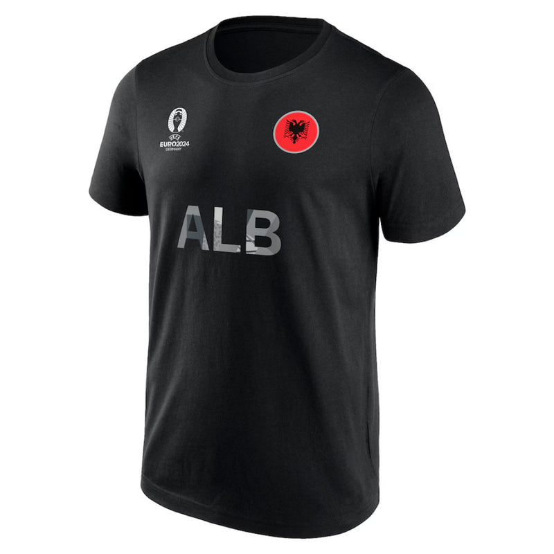 Albania Men's Football T-Shirt Flag Graphic Black Top