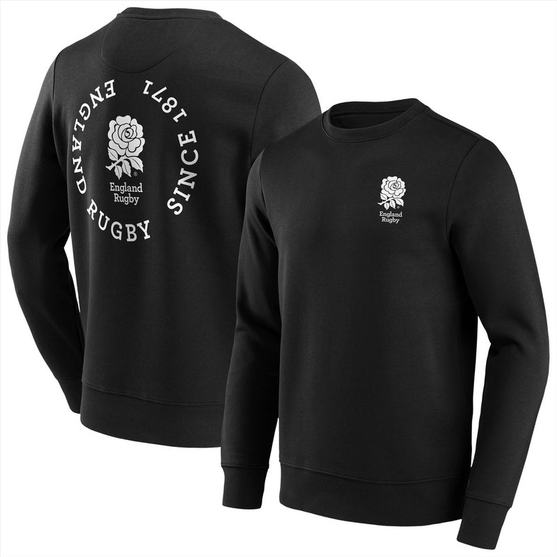 England Rugby Men's Sweatshirt Loop Graphic Crew Black Top