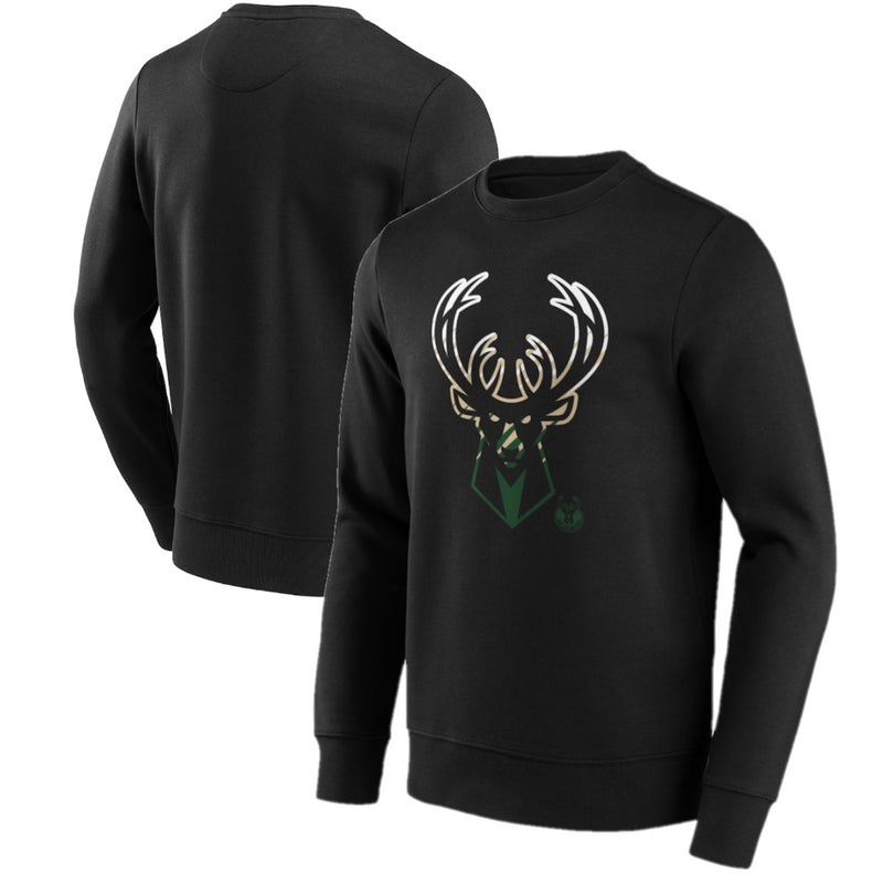 Milwaukee Bucks Men's Sweatshirt NBA Black Fade Graphic Top