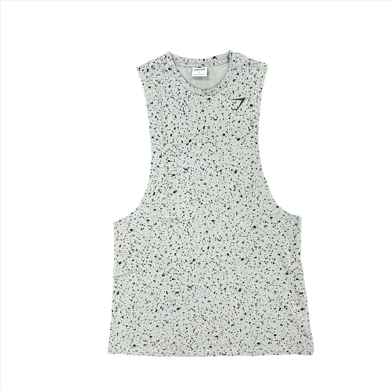 Gymshark Men's Tank Top Light Grey Micro Print Drop Arm Vest