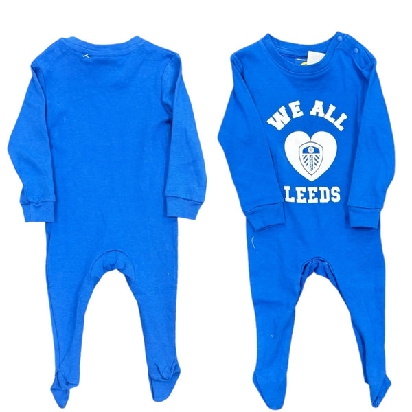 Leeds United Babygrow Football White/Blue Sleepsuit