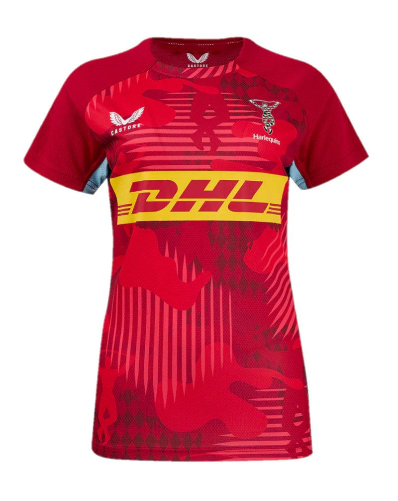 Harlequins Women's Rugby T-Shirt Castore Red Matchday Top