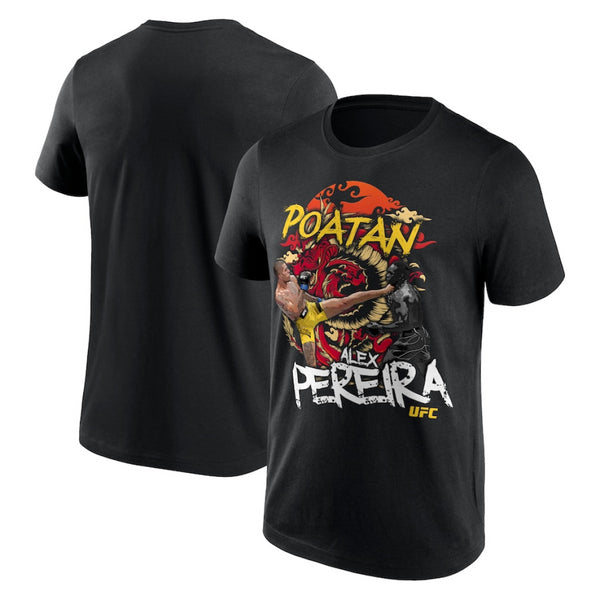 UFC Alex Pereira T-Shirt Men's Illustration Poatan Black Top