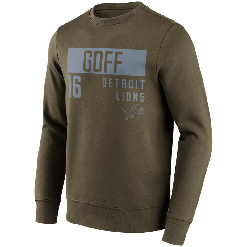 Detroit Lions Men's Sweatshirt NFL Jared Goff Khaki Sweatshirt