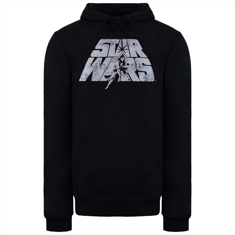 Star Wars Men's Hoodie Retro Logo Black Top
