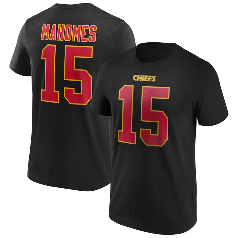 Kansas City Chiefs T-Shirt Men's NFL Mahomes 15 Black Top