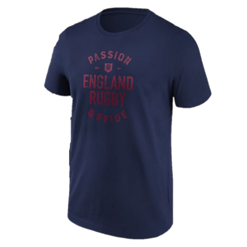 England Rugby Men's T-Shirt Navy Passion & Pride Graphic Top