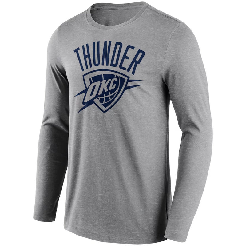 Oklahoma City Thunder T-Shirt Men's NBA Mono Logo LS Grey Top