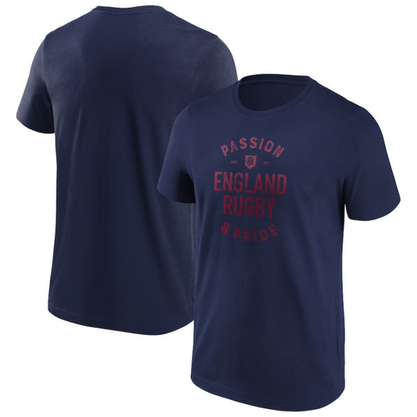 England Rugby Men's T-Shirt Navy Passion & Pride Graphic Top