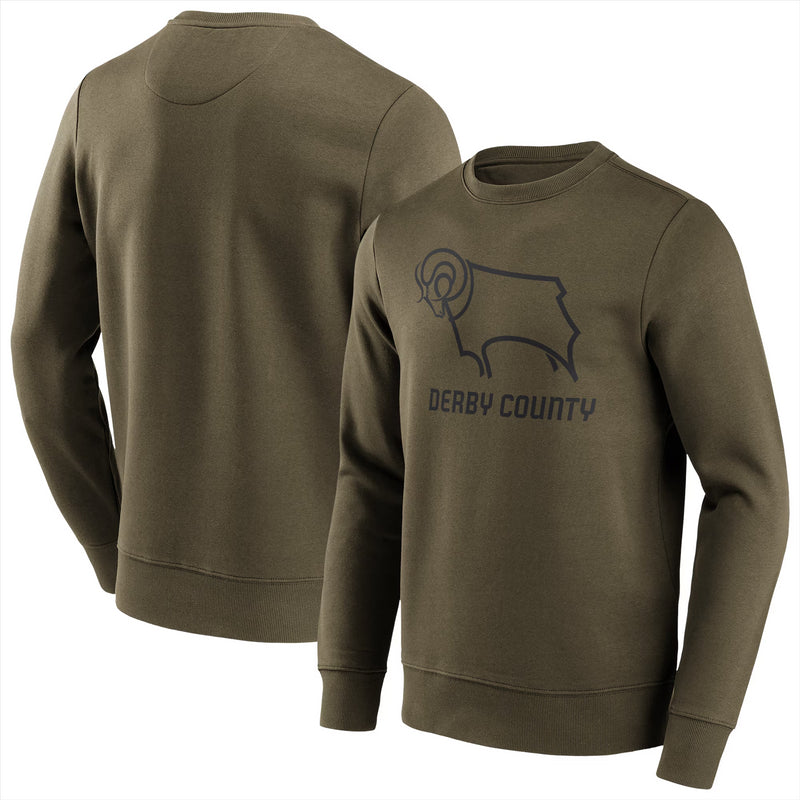 Derby County Men's Graphic Sweatshirt Football Khaki Mono Logo Top