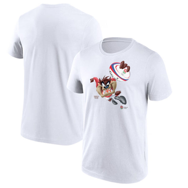 England Rugby Men's T-Shirt White Looney Tunes Taz Graphic Top