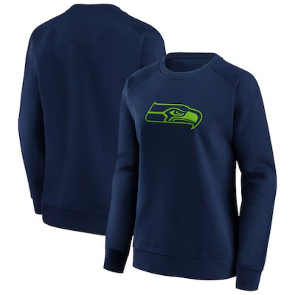 Seattle Seahawks Navy Sweatshirt Women's NFL Mono Logo Top