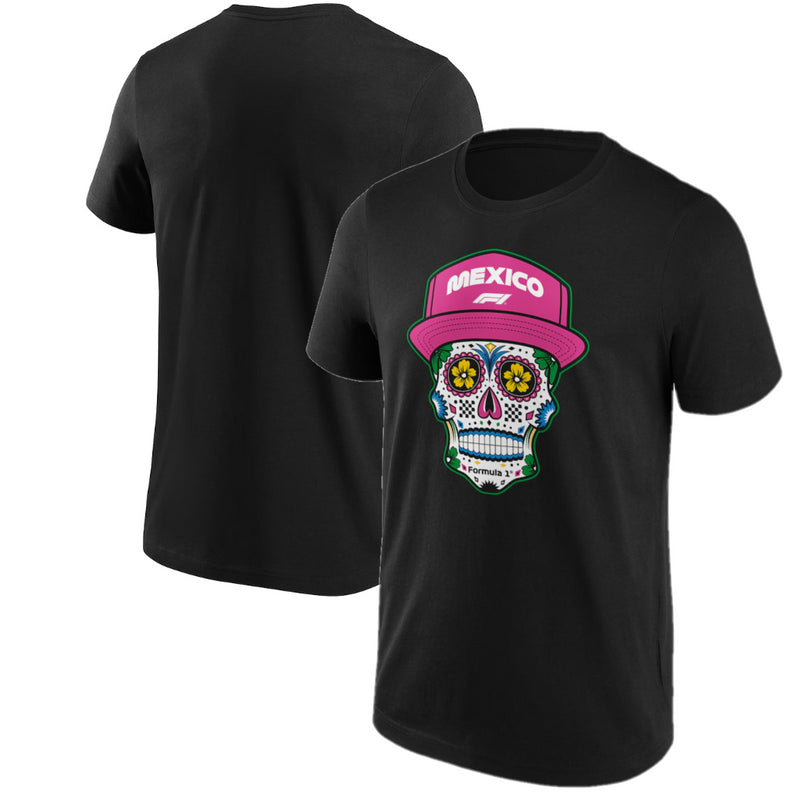 Formula 1 Men's T-Shirt Black F1 Mexico Skull Graphic T-Shirt
