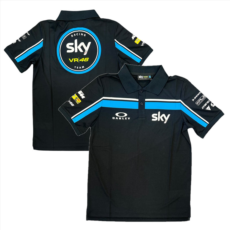 Team Sky Men's Polo MotoGP Black Short Sleeve Polo Shirt