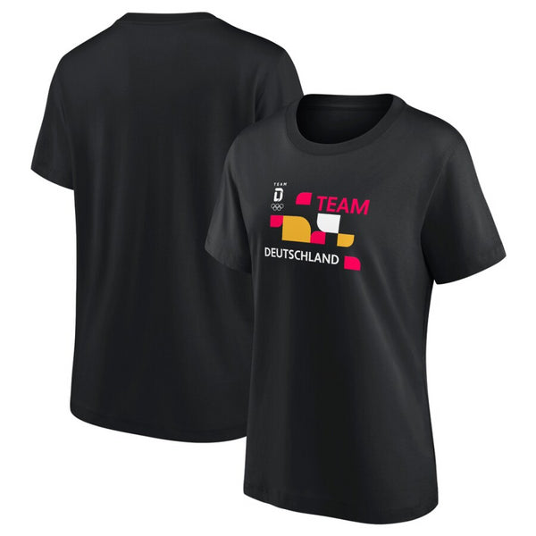 Team D Women's T-Shirt Olympics Black Hometown Graphic Top