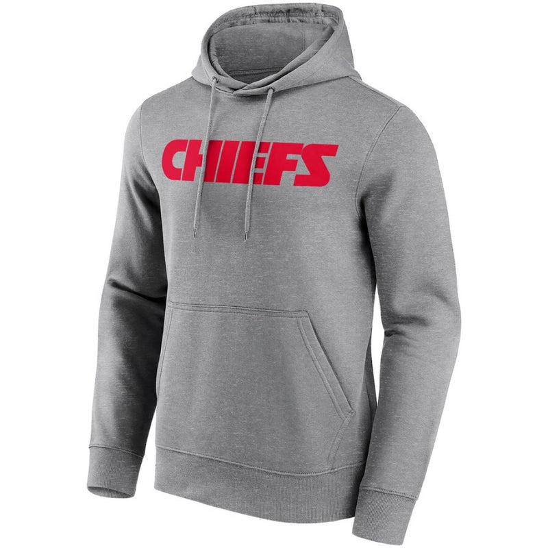 Kansas City Chiefs Hoodie Men's NFL Neutral Grey Wordmark Top