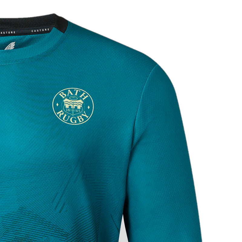 Bath Rugby Castore T-Shirt Men's Training LS Blue Top