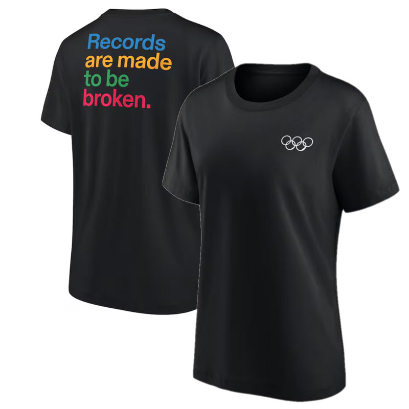 Olympics Collection Women's T-Shirt Black Records Graphic Top