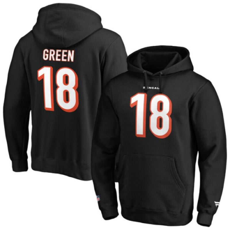 Cincinnati Bengals Men's Hoodie NFL Black AJ Green 18 Hoodie