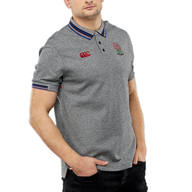 England Rugby Men's Polo Canterbury Vanta Black Jacquard Polo