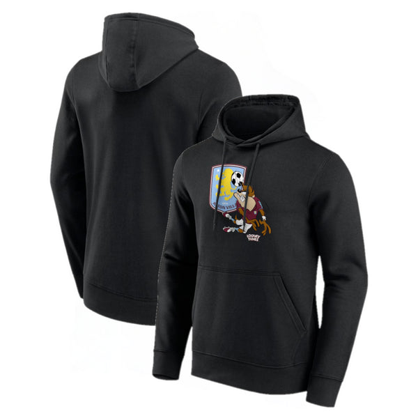 Aston Villa Men's Hoodie Football Looney Tunes Taz Graphic Top